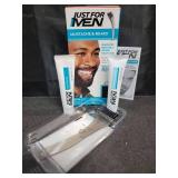 Just For Men Mustache & Beard  Beard Dye for Men with Brush Included for Easy Application  With Keratin Biotin Aloe and Coconut Oil for Healthy Facial Hair - Jet Black  M-60 Pack of 1