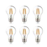 helloify A19 LED Filament Bulbs, 60W Equivalent, Edison Vintage Dimmable Energy Efficient Lamp for Pendant Wall Light Fixtures Office Bedroom Bathroom, E26 Base, 2700K Warm White Light, 6PCS