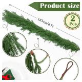 Hananona 2 Pcs 6 Ft Artificial Norfolk Pine Garlands, Real Touch Winter Pine Garland, Green Artificial Greenery Garland for Table, Mantle, Wall, Indoor, Outdoor Christmas Decorations (2, 6 FT)