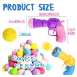 Eerrhhaq 2 Cat Toy Launchers & 100 Cat Pom Pom Balls,Cat Toys Balls Launcher,Launch Ball Interactive Toy,Silent Plush Elastic Ball for Kitty
