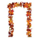 DearHouse 2 Pack Fall Garland Maple Leaf, 5.9Ft/Piece 7 Colors Hanging Vine Garland Artificial Autumn Foliage Garland Thanksgiving Decor for Home Wedding Fireplace Party Christmas