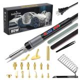 21-in-1 3D Printer Smoothing Tool Kit, 80W LCD Digital Adjustable Temperature Soldering Welding Iron Kit with Insert Brass Heatset Nuts & Soldering Tips, Fast Heating 3D Printing Modify Finishing Tool
