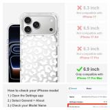 MOSNOVO for iPhone 17 Pro Max Case | Military Grade 6.6ft Drop Tested | Camera Control | Clear with White Leopard Print Design
