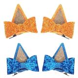 IKUHRMO Blue Ears Hair Clips, 4 PCS Hair Pin Barrettes Hair Accessories for Halloween Costume Birthday Decorations Theme Party Supplies Cosplay (Blue+Orange)