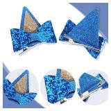 IKUHRMO Blue Ears Hair Clips, 4 PCS Hair Pin Barrettes Hair Accessories for Halloween Costume Birthday Decorations Theme Party Supplies Cosplay (Blue+Orange)
