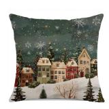 Auomily Winter Decorative Rectangle Pillow Cover 18 x 18, Wonderland Forest House Snowflake Vintage Porch Outdoor Pillowcase, Christmas Holiday Seasonal Farmhouse Cushion Case Home Decor
