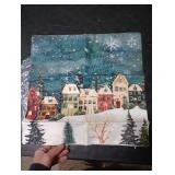 Auomily Winter Decorative Rectangle Pillow Cover 18 x 18, Wonderland Forest House Snowflake Vintage Porch Outdoor Pillowcase, Christmas Holiday Seasonal Farmhouse Cushion Case Home Decor