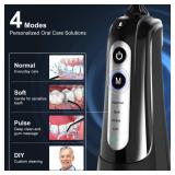 Water Dental Flosser Pick for Teeth: 4 Modes Cordless Portable Water Flossers Teeth Cleaner Rechargeable 300ML IPX7 Waterproof Oral Irrigator Flossing Cleaning Picks for Home Travel