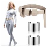 Yearntown 3 Pcs Halloween Costume for Women, Women Queen Cosplay Costume Open Cuff Bangle Bracelets Adjustable Belt with Pockets for Halloween Party Accessories