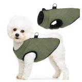 SCENEREAL Winter Dog Vest Coat with Harness Built In, Warm Puppy Jacket for Small Medium Dogs, Cold Weather Coat with Zipper, Fleece Puffer Vest Windproof Snow Clothes