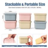 AOEDEO 6 pcs 10 oz Silicone Snack Containers with Lids Silicone Food Storage Containers, Baby Snack Container Small Lunch Container for Kids, Daycare, School and Travel