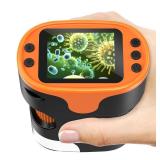 1000X Handheld Microscope for Kids 4K 2.0 Screen Rechargeable Mini Pocket Digital Microscopes w/Slides Kit Portable Edu Gift Age 4-6 8-12 Children Students