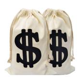 Eyllaaoo 2pack Money Bags money bag costume money bag props money bags decor for party11.8 x 15.7 Inches Money Bag Dollar Sign Carrying Sack for Bank Robber Pirate Cowboy Cosplay Theme Party