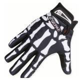 Azarxis Skeleton Gloves Adjustable Lightweight Racing Skull Sports Work Bone Gloves Anti-Slip Breathable for Men & Women Motorcycle, Cycling, Biking, Workout (Black, XXL)