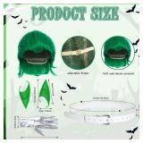 Maiteenly 7 Pcs Halloween Couple Costume Set Include Wig, Purple Hooded Cloak, Waist Belt, Stone Chain, Green Elf Ears, Gloves for Adult Halloween Anime Role Cosplay Outfit Party
