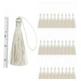 Fenghuangwu 30 Pieces Handmade Sewing Tassels for Crafts 5.7inch Silky Soft Tassels with 2.6inch Cord Loop for DIY Craft Accessory Decoration (Off White, 30 Pack)
