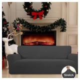 Easy-Going Stretch Sofa Slipcover 1-Piece Sofa Cover Furniture Protector Couch Soft with Elastic Bottom for Kids, Polyester Spandex Jacquard Fabric Small Checks (Sofa, Dark Gray)