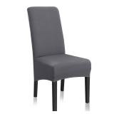 CCTFS Stretch Dining Chair Slipcovers, XL/Oversized Removable Washable Soft Spandex Extra Large Dining Room Chair Covers for Kitchen Hotel Table Banquet Solid Color (4 Per Set, Gray)