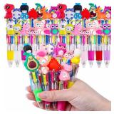 DIYASY 30 Pcs Mini Multicolor Ballpoint Pens, 4-in-1 Multicolored Retractable Pen Bulk Cute Animals Pens for Office Supplies Party Favors 15 Styles