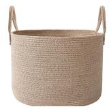 JMvicyroam Woven Blanket Basket,65L Large Rope Storage Bin with Handles, Organizer for Blankets Toys Book and Clothes, Laundry Basket for Living Room Bedroom Nursery,Oatmeal