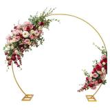 Liacere Wokceer Wedding Arch 7*8FT Round Backdrop Stand Gold Metal Circle Backdrop Stand Circle Balloon Arch Stand Frame for Birthday Party Bridal Shower Anniversary Ceremony Candy Tables Celebration