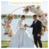 Liacere Wokceer Wedding Arch 7*8FT Round Backdrop Stand Gold Metal Circle Backdrop Stand Circle Balloon Arch Stand Frame for Birthday Party Bridal Shower Anniversary Ceremony Candy Tables Celebration