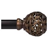 Curtain Rods For Windows 28 to 48 Inches, 1 Inch Heavy-Duty Adjustable Decorative Curtain Rods With Branches Leaves Hollow Finials For Bedrooms and Living Rooms In Farmhouses. Brown