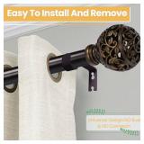 Curtain Rods For Windows 28 to 48 Inches, 1 Inch Heavy-Duty Adjustable Decorative Curtain Rods With Branches Leaves Hollow Finials For Bedrooms and Living Rooms In Farmhouses. Brown