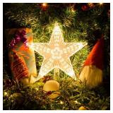 Christmas Tree Topper Star Warm White Light Christmas Tree Decor for Christmas Holiday Home Fit for General Size Xmas Tree, 8.7 Inch