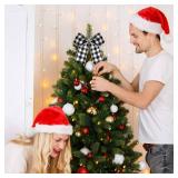 WILLBOND 12 Pieces Buffalo Plaid Bows Burlap Decorative Velvet Bows for Wreaths for Gift Wrap Christmas Party Decoration(Black and White,6 x 6 Inch)