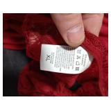 Foxiny Sexy Open Front V Neck Ruffle Sheer Mesh Lace Wireless Babydoll Lingerie Dress with Thong 2 Piece Women See Through Panty Set Chemise Negligee Hook Wine Red X-Large