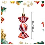 15 Pieces Christmas Glitter Hanging Candy Ornaments,Colorful Xmas Candy Cane Peppermint Tree Decorations,Shatterproof X