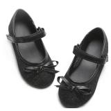GINFIVE Toddler Girls Dress Shoes Little Girls Mary Janes Ballerina Flats Black Shoes Toddler 11