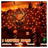 YEGUO Orange Solar Thanksgiving Lights Outdoor Waterproof, 4 Pack Each 33ft 100 LED Solar Fairy Lights, 8 Modes Solar String Lights