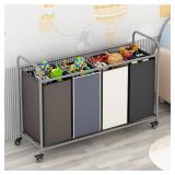 Laundry Sorter 4 Section Hamper Sorter with Heavy Duty Lockable Rolling Wheels Removable Bags Basket Separator for Dirty Clothes Storage, Assorted