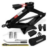YATOINTO 2 Ton Car Scissor Jack Kit, Universal Tire Jack Tool Emergency Kit with Ratchet Wrench, Black JACK AND GAUGE ONLY