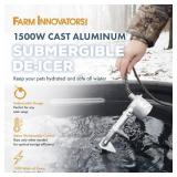 Farm Innovators Submergible Tank De-Icer, 1500W Water Deicer- Ice Chaser Cast Aluminum Design with Chew Proof Cord for Livestock Water Stock Tank