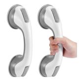Grab Bars for Bathtubs and Showers, 12 Inch Shower Handle Strong Suction Cup Grab Bar for Shower Chair Stool, Bathroom Safety Bar for Seniors, Elderly, Handicap (2 Pack)