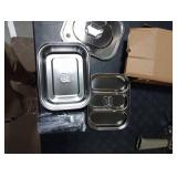 SUTETLW 304 Stainless Steel Bento Box Leakproof 3-Compartment Tray, 1800ml Stainless Steel Lunch Box with Airtight Valve Handle, Including Utensil Set (Fork/Knife/Chopsticks) for Travel, Work.