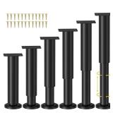 Wlrrcwdttc 6 Pcs Adjustable Height Bed Support Legs for Bed Frame/Bed Center Slat, Metal Adjustable Furniture Legs 7.08-12.2 inch for Bed/Sofa/Cabinet/Couch/Dresser/Table, Heavy Bed Legs Replacement