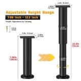 Wlrrcwdttc 6 Pcs Adjustable Height Bed Support Legs for Bed Frame/Bed Center Slat, Metal Adjustable Furniture Legs 7.08-12.2 inch for Bed/Sofa/Cabinet/Couch/Dresser/Table, Heavy Bed Legs Replacement