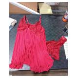 Foxiny Plus Size Curvy Sexy Open Front V Neck Ruffle Sheer Mesh Lace Wireless Babydoll Lingerie Dress with Thong 2 Piece Women See Through Panty Set Chemise Negligee Hook Wine Red XX-Large