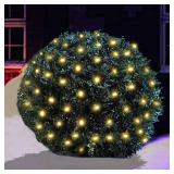 100 LED Christmas Lights 5 ftx5ft Christmas Net Lights Outdoor Indoor Mesh Christmas Decorations Lights string,Perfect for Bushes or Trees, Green Wire Warm White