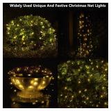 100 LED Christmas Lights 5 ftx5ft Christmas Net Lights Outdoor Indoor Mesh Christmas Decorations Lights string,Perfect for Bushes or Trees, Green Wire Warm White