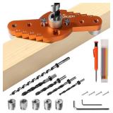 Dowel Jig Kit for Floating Shelf Bracket(& 1/2 x 11.8 Drill Bit),Self-Centering Scriber(& 6mm,8mm,10mm,12mm Drill Bits),Drill Guide for Hidden Shelf Brackets & Mantels,Centering Hole Drill