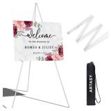 ARTASY 63 Easel Stand for Wedding Signs, Posters, Portable Artist Easel for Painting Canvas, Tripod for Home and Office, Supports 5 lbs-White 1/Pack