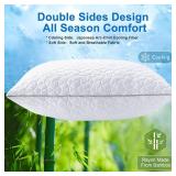 Cooling Pillows Queen Size Set of 2, Shredded Memory Foam Pillows, Adjustable Firm Bed Pillows Cool Cold Pillow for Hot Side Back Stomach Sleepers with Removable Washable Cover, 20 x 30, White