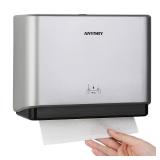 anydry 200-Sheet Wall-Mounted Paper Towel Dispenser, Fits Multi-Fold Towels up to 10x3.1 Inches, Perfect for Home & Business (Silver)