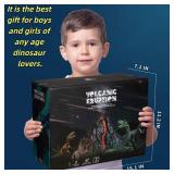 TOYSXYIN Large Volcano Set with 9 Realistic Dinosaur Action Figures for Kids 2 3 4 5 6 8 10 Years, Simulated Volcanic Eruptions w/Sounds, Volcano Can Store Dinos, Gift for Toddlers Boys & Girls