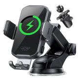 Wireless Car Charger Phone Holder Mount, 15W Fast Charging Auto Clamping Phone Holders for Your Car Dashboard Windshield Air Vent Car Accessories for iPhone, Samsung Galaxy, Google Pixel etc